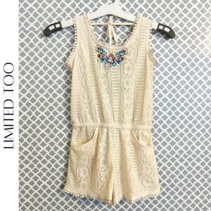 LIMITED TOO Girls Ivory Crochet Romper - Size 10
